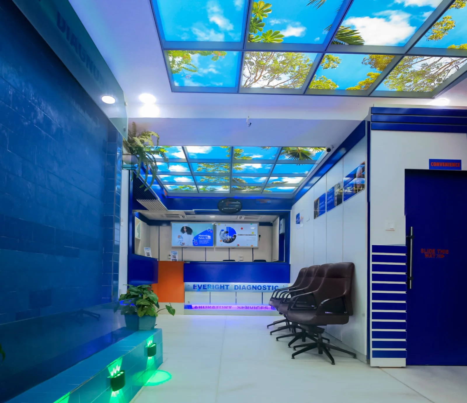 The reception and waiting area at Everight Diagnostics, Wuse 2, Abuja